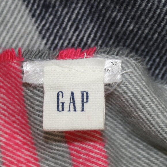 GAP Scarf Blanket Wrap Stripes Fringe Marles Pink Gray Blue Fall Flannel Feel - Picture 6 of 12